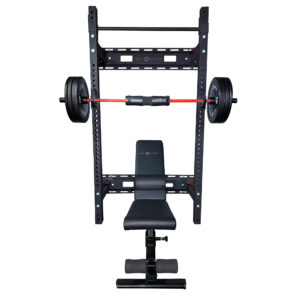 Wall Mounted Foldable Squat Rack with Home Gym Bundle & Weight Bench