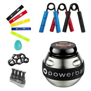 Powerball Gyroscope, Metal Grip Strengtheners, Loop Resistance Bands, Finger Stretch Exerciser and Squeeze Egg